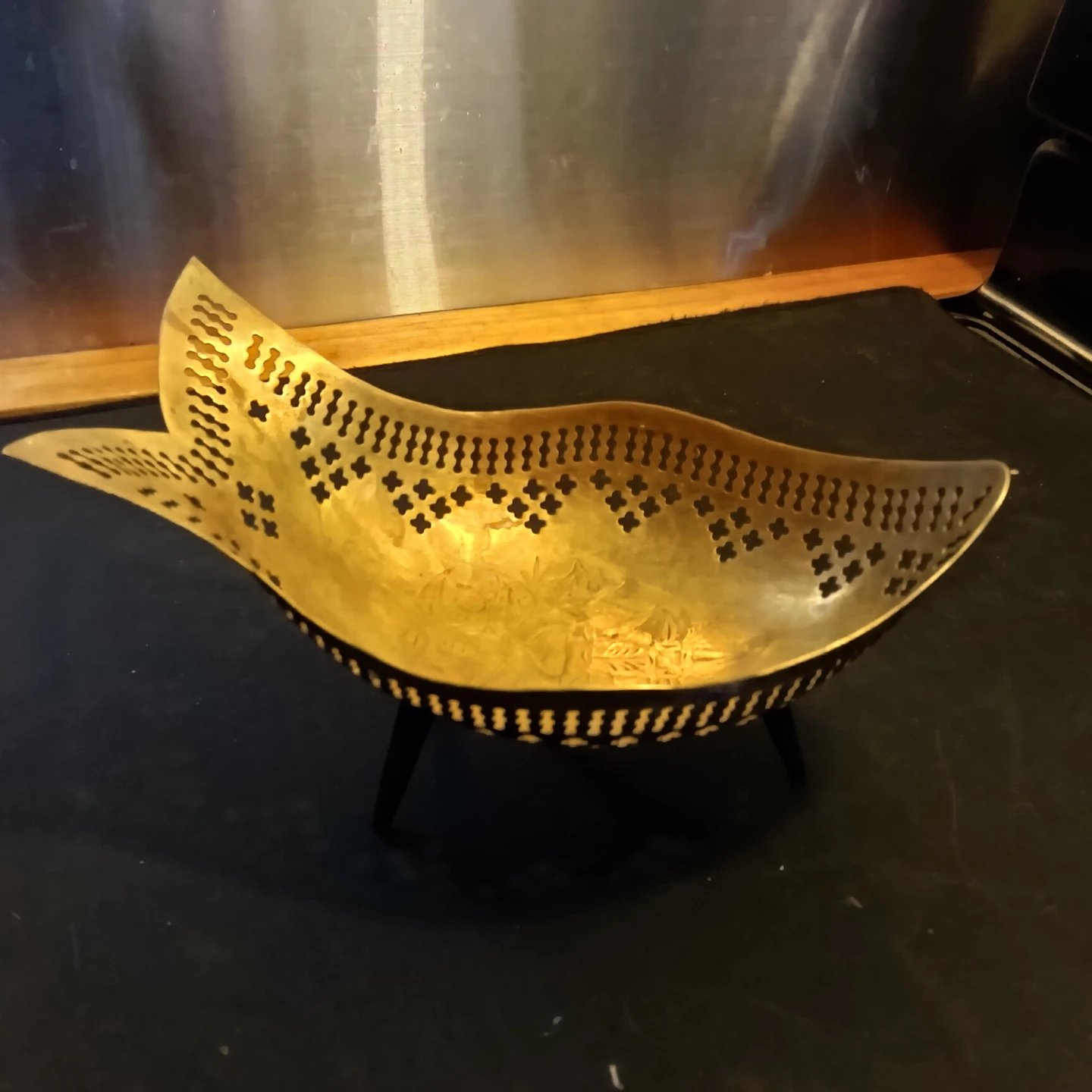 Vintage brass fish-shaped bowl