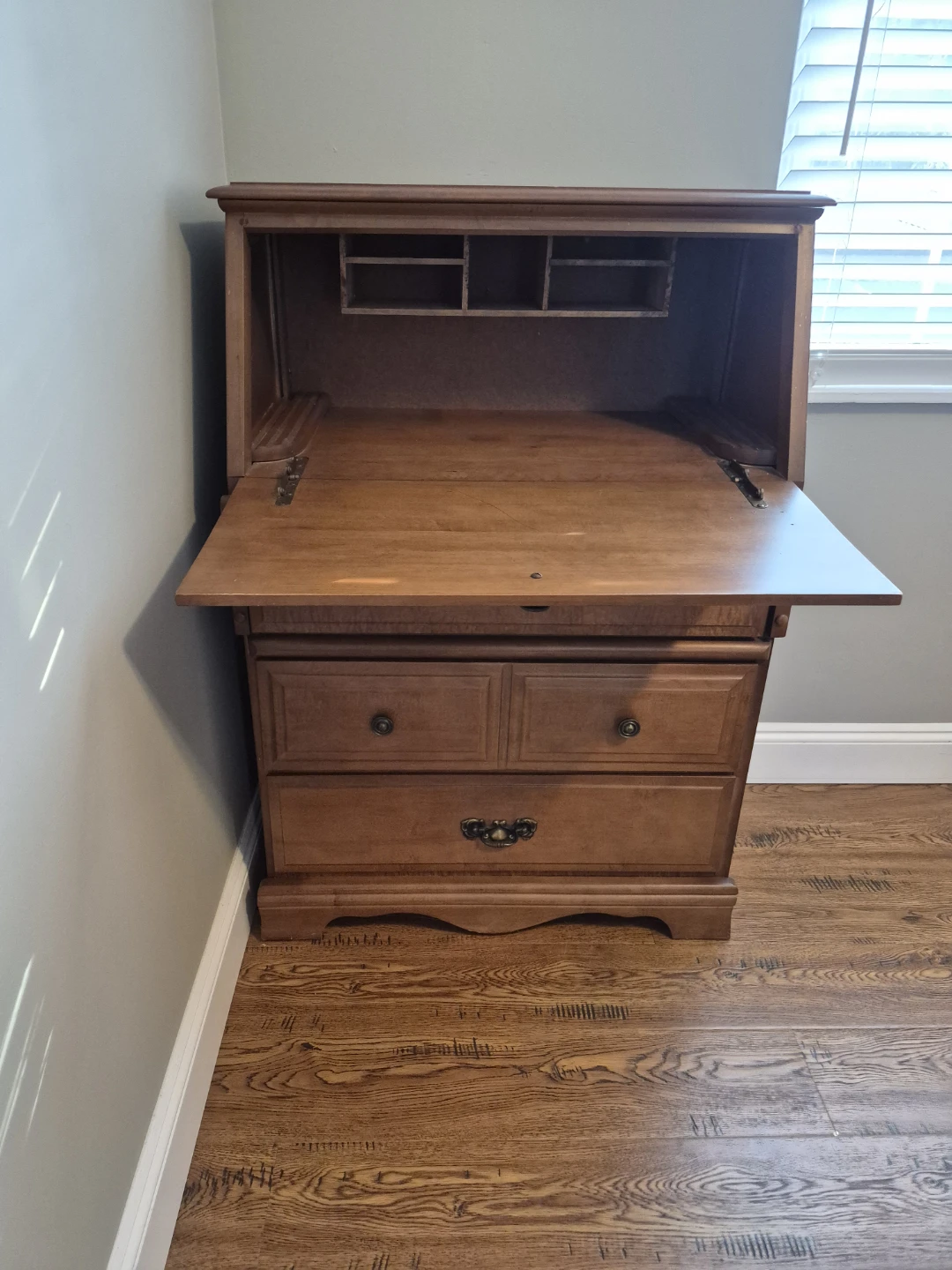 Wooden drop-front secretary desk - photo 2