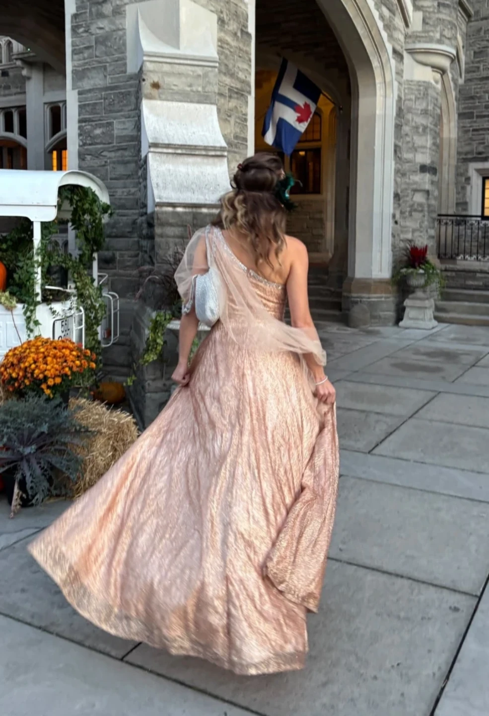 Rose Gold Sequin One-Shoulder Evening Gown - photo 3