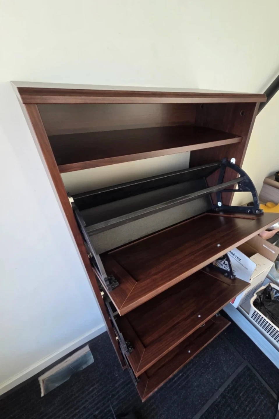 Dark Wood Shoe Cabinet for wall - photo 2