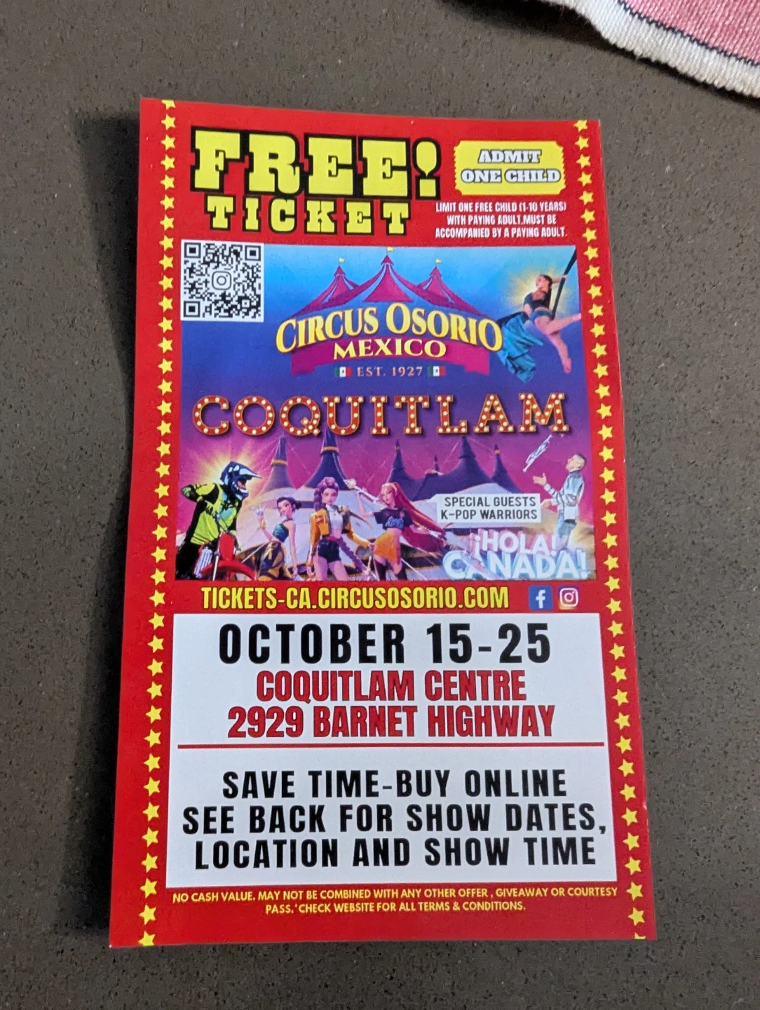 Circus Child Admission Ticket - free