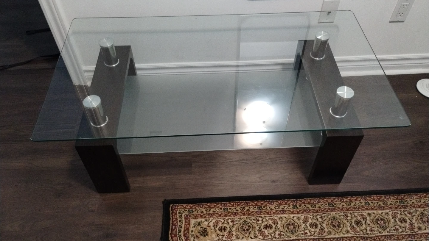 Glass and Wood Coffee Table