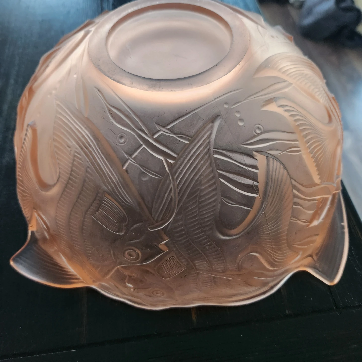 Art Deco frosted peach/pink glass - photo 2