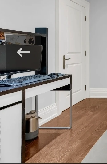 Black and white metal frame desk