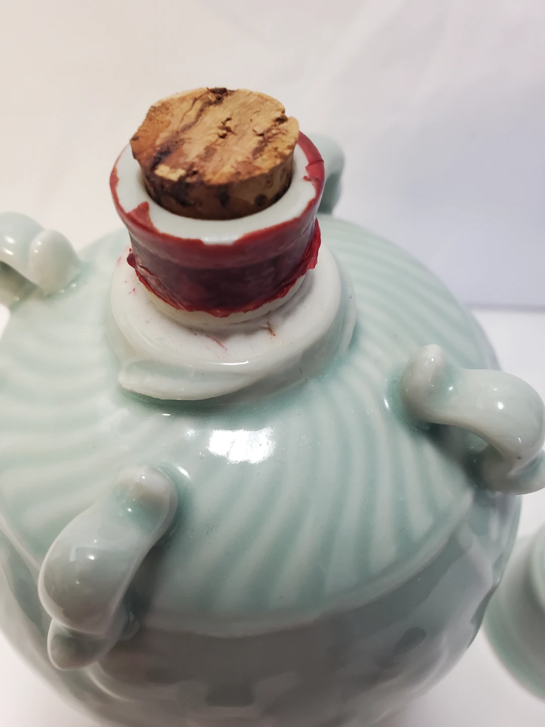 Chinese Glazed Workers Celadon Porcelain Pottery Ginger Jar - photo 3