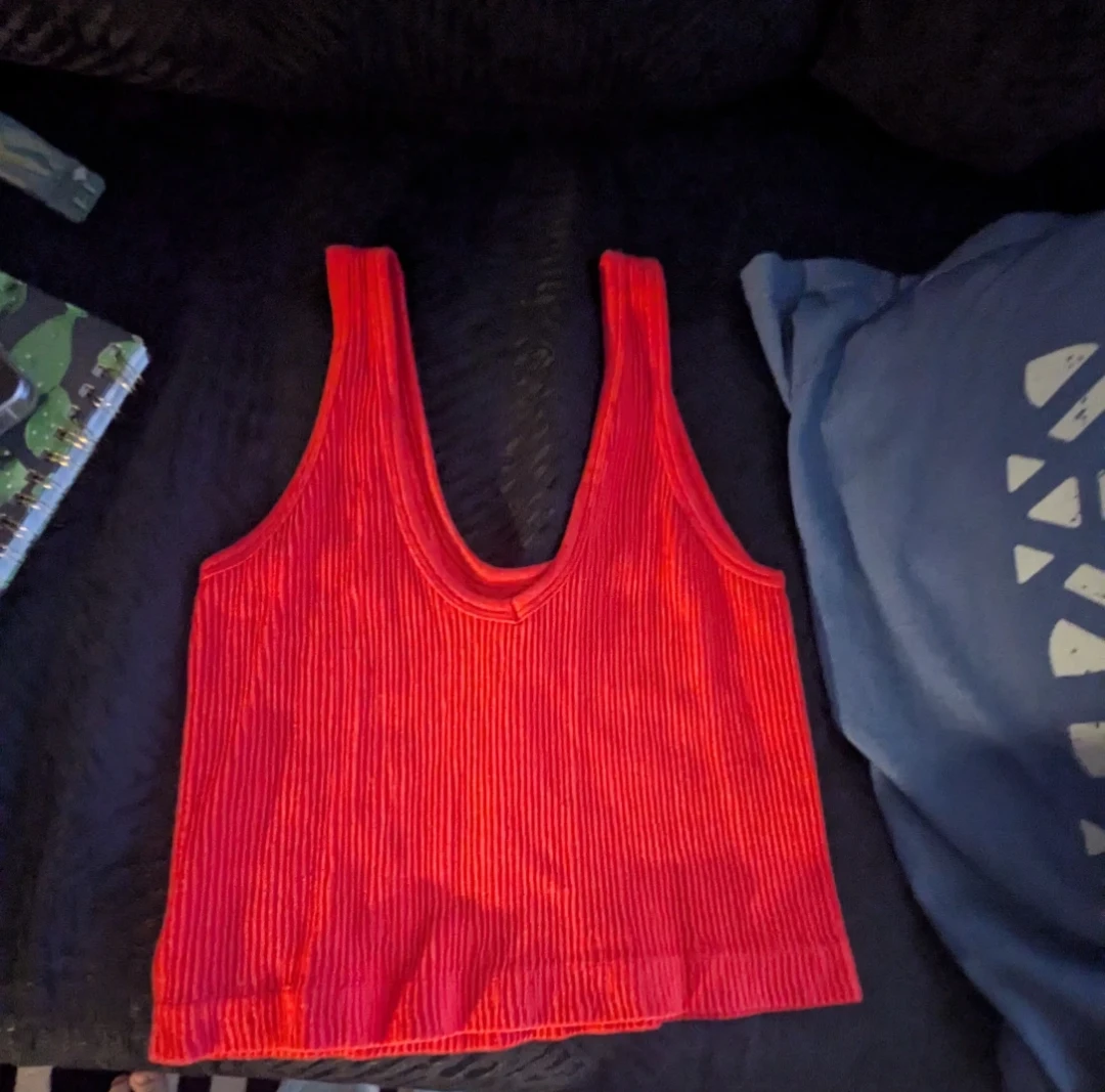 Red Ribbed Tank Top