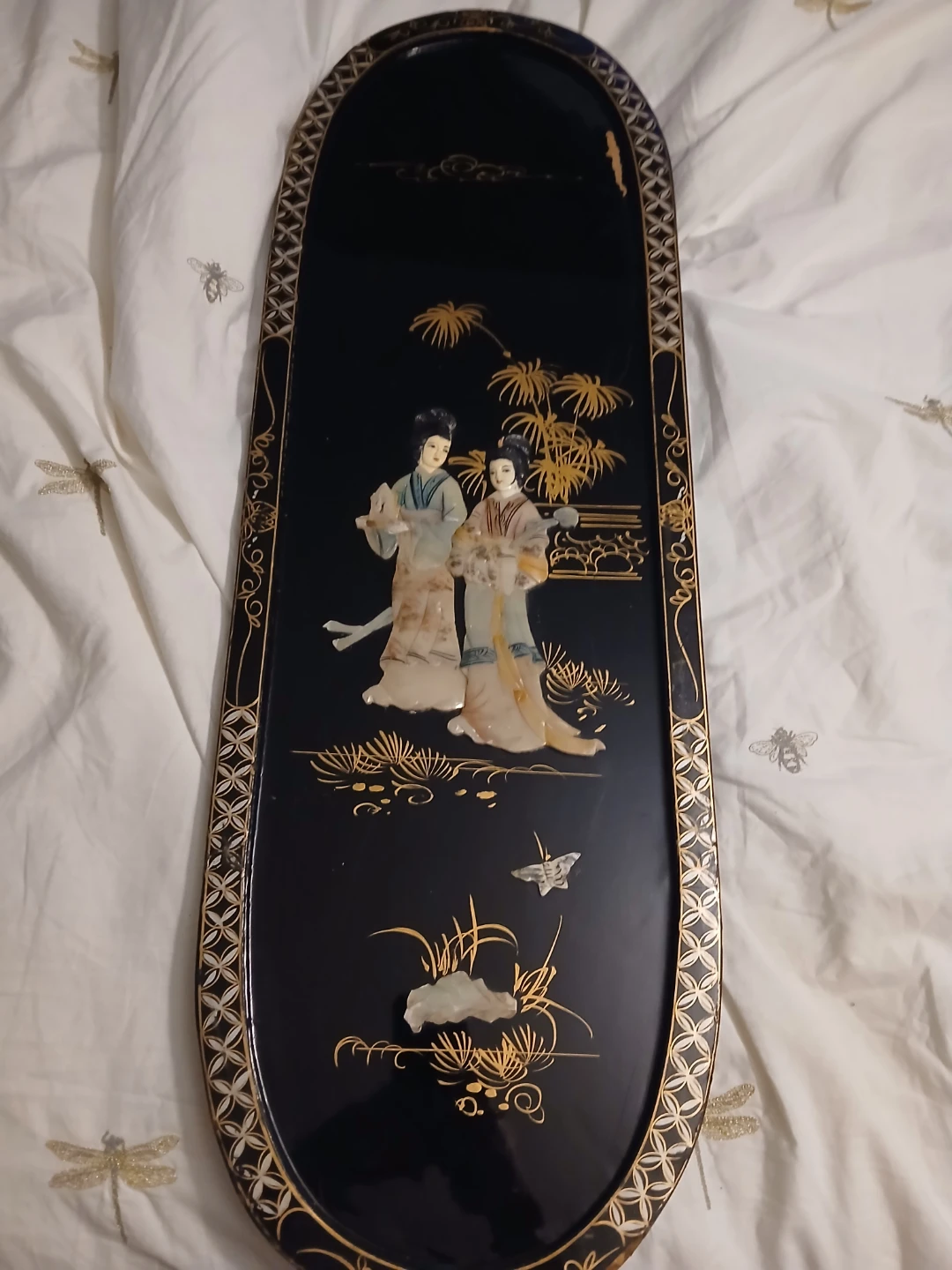 Chinese Chinoiserie Geisha Girls .Mother of Pearl