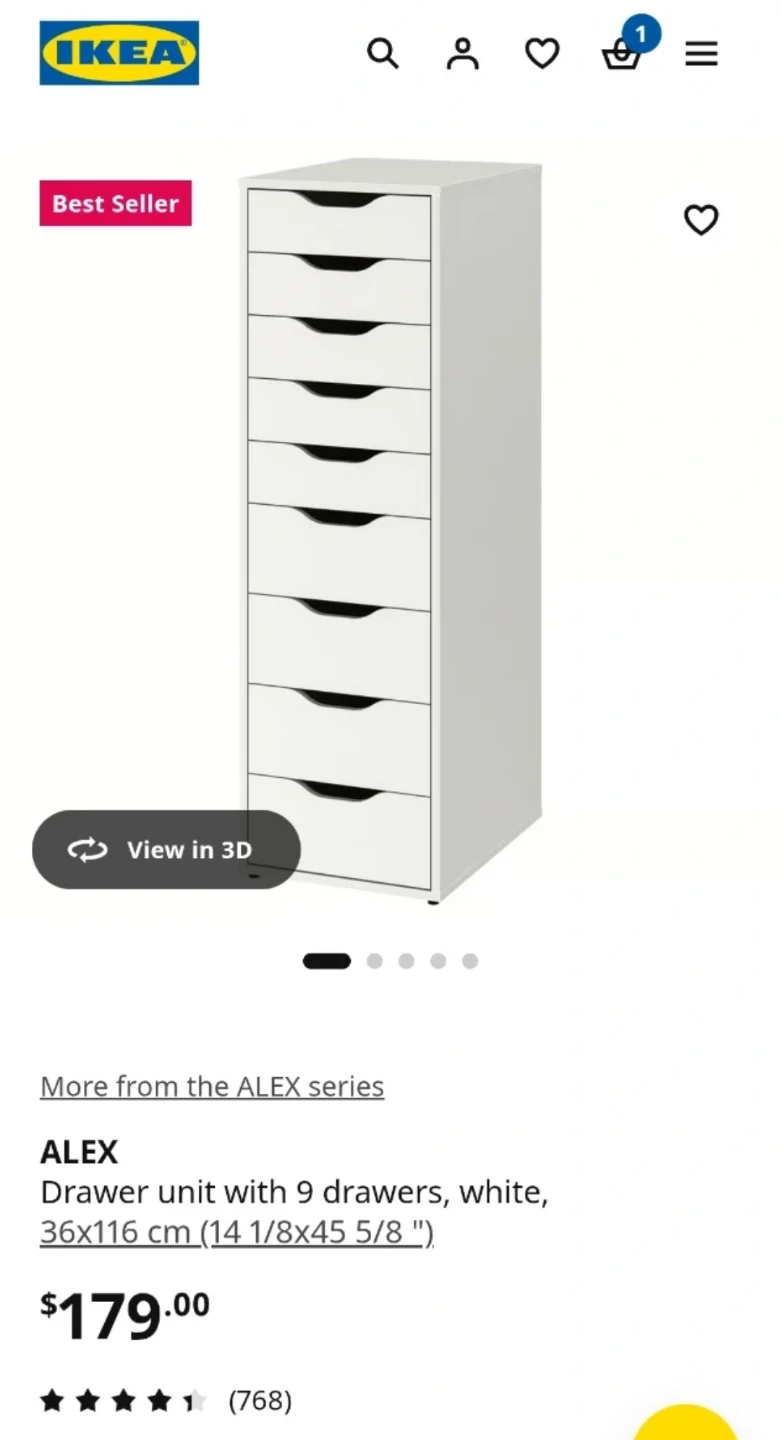 IKEA Alex Drawer Unit in White - photo 3