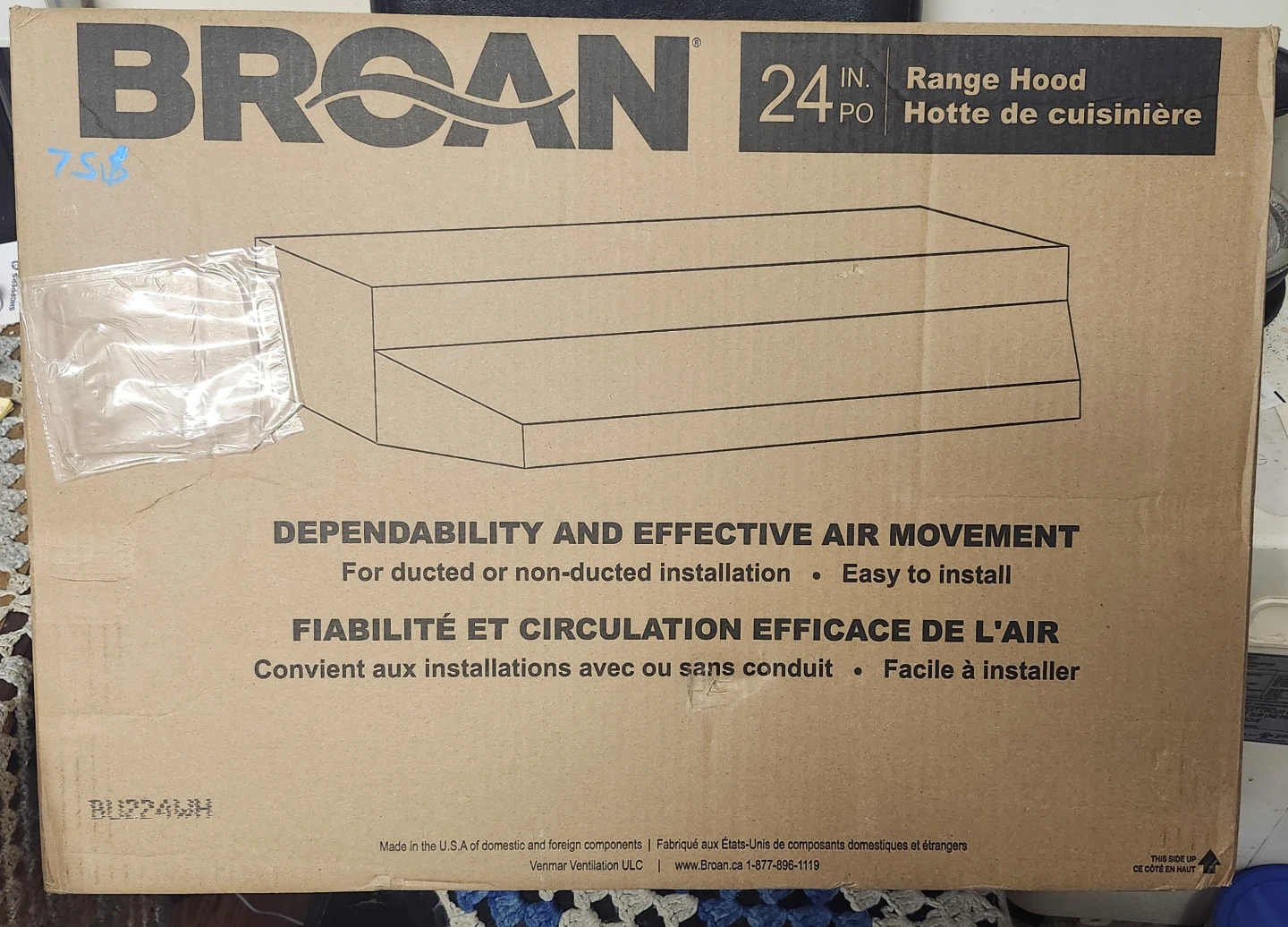 Broan 24-inch White Range Hood ( BINB ) never opened