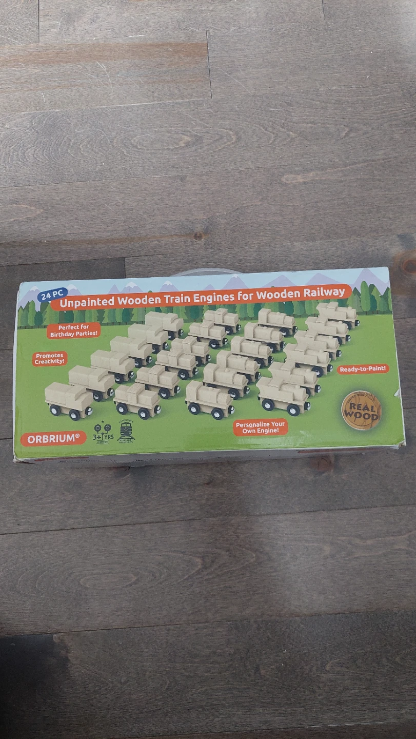 Orbrium 24-Piece Unpainted Wooden Train Engine Set