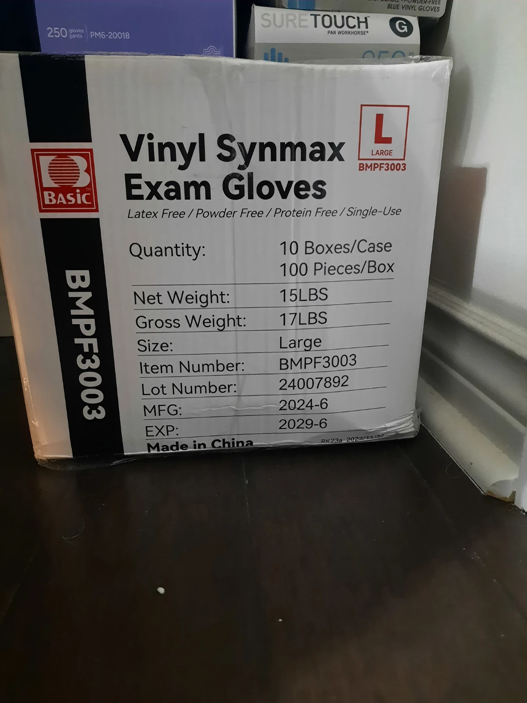 Basic Vinyl Synmax Exam Gloves Large 10 Boxes