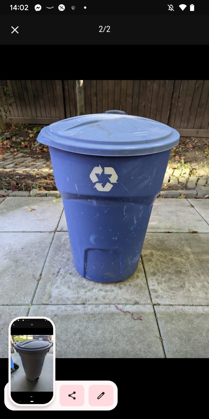 Rubbermaid Garbage Can & Large Recycling Bin - photo 2