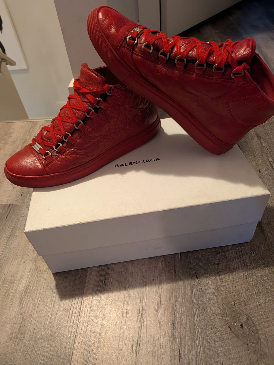 Balenciaga Red High-Top Sneakers