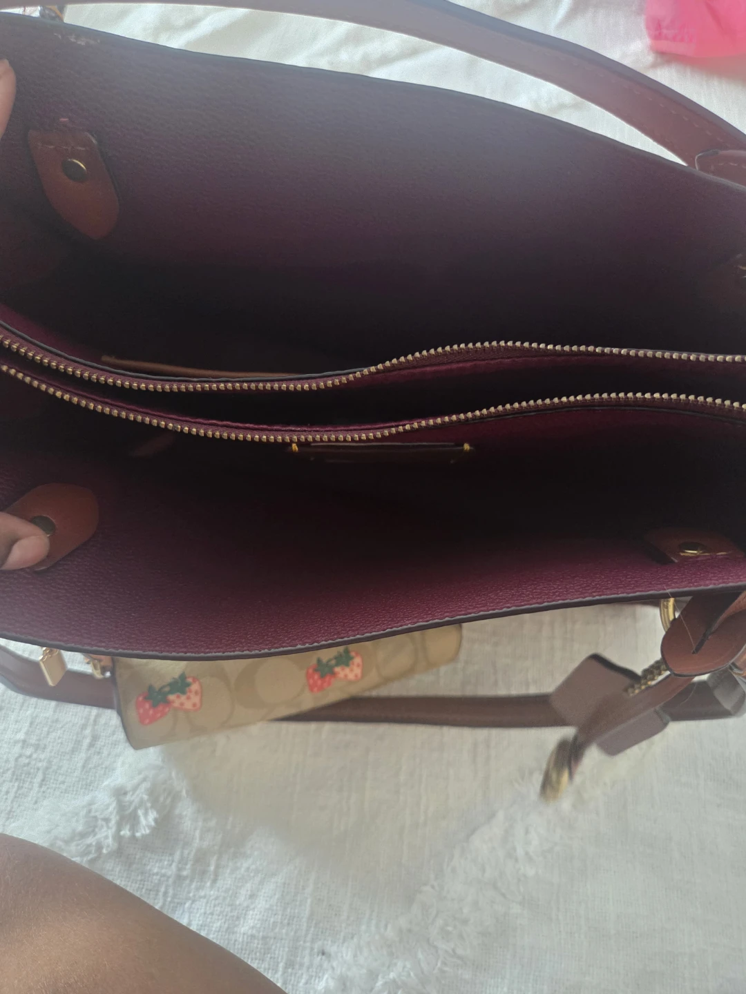 Coach Signature Canvas Tote Bag with Strawberry Charm - photo 4