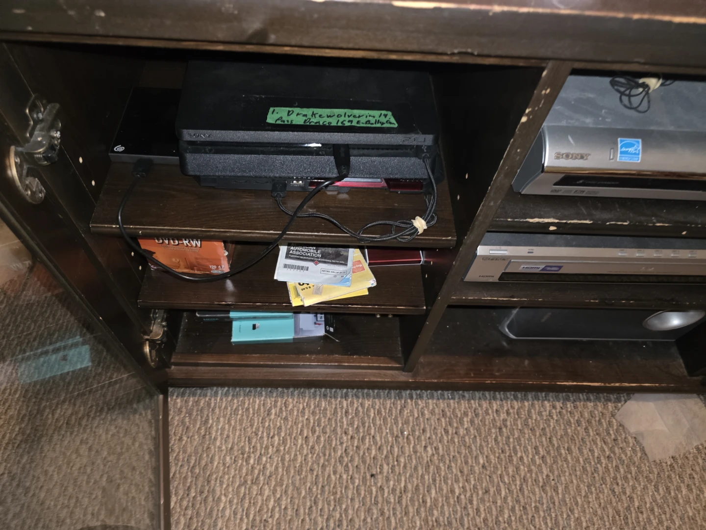 Dark brown wooden media console cabinet - photo 3