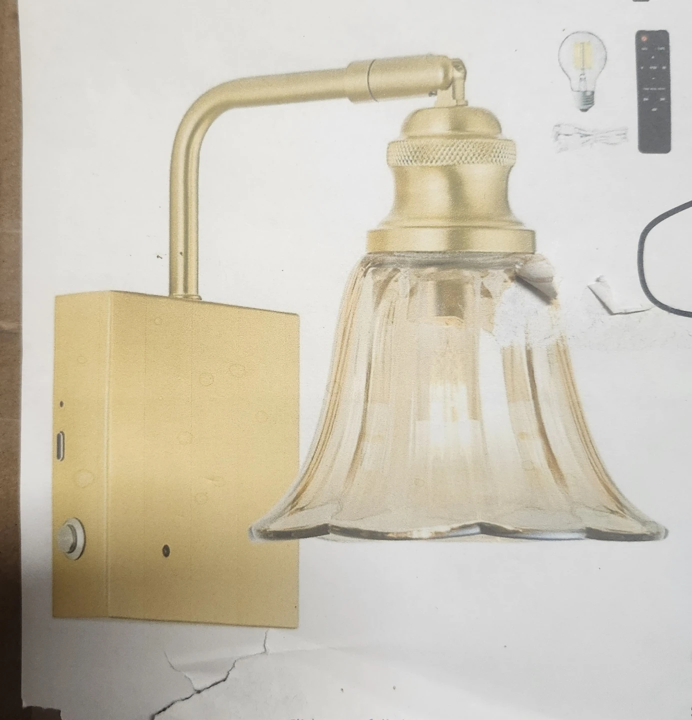 Gold wireless Wall Sconce with Remote and touch control