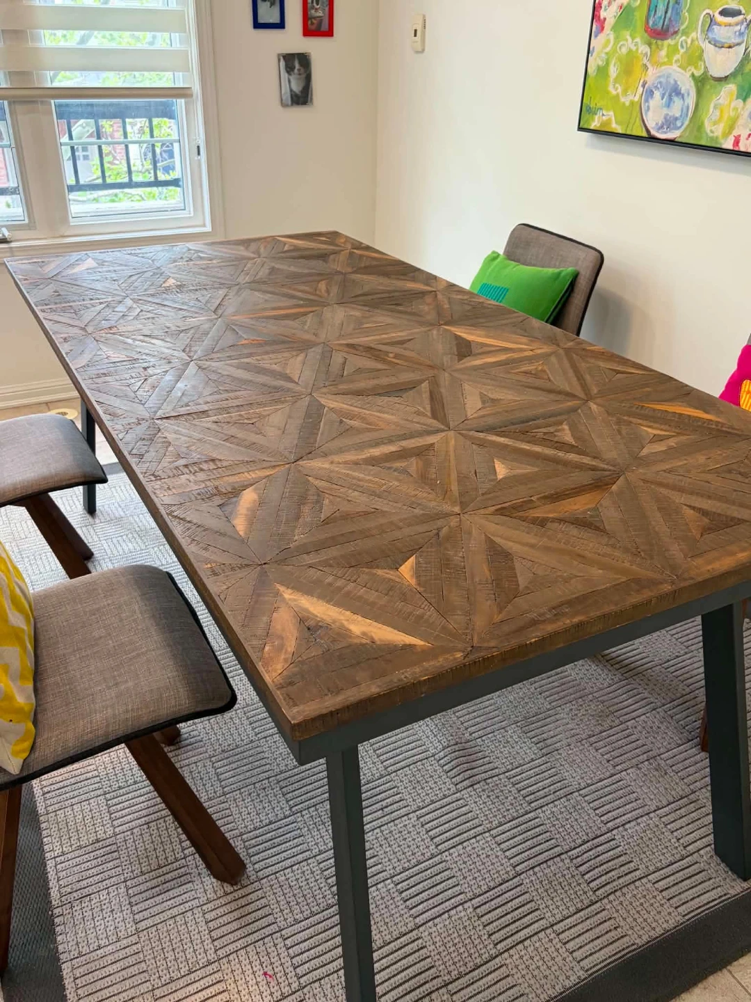 Patterned Wooden Dining Table - photo 4