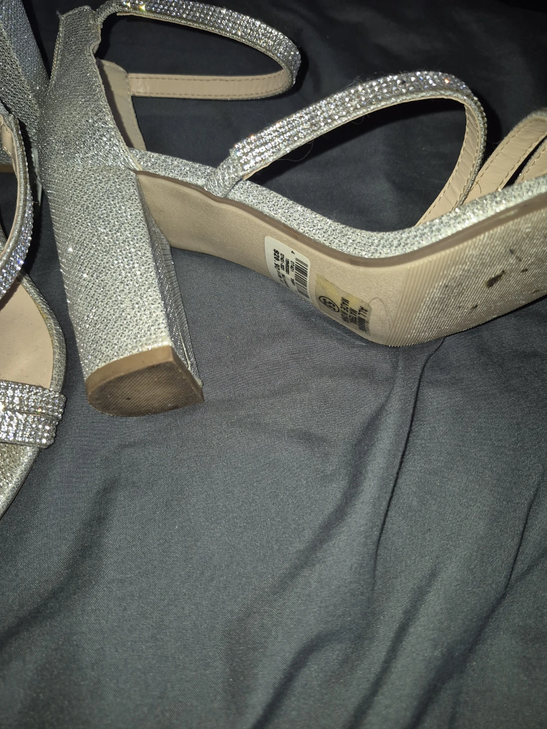 Silver Glitter Block Heel Sandals - photo 3