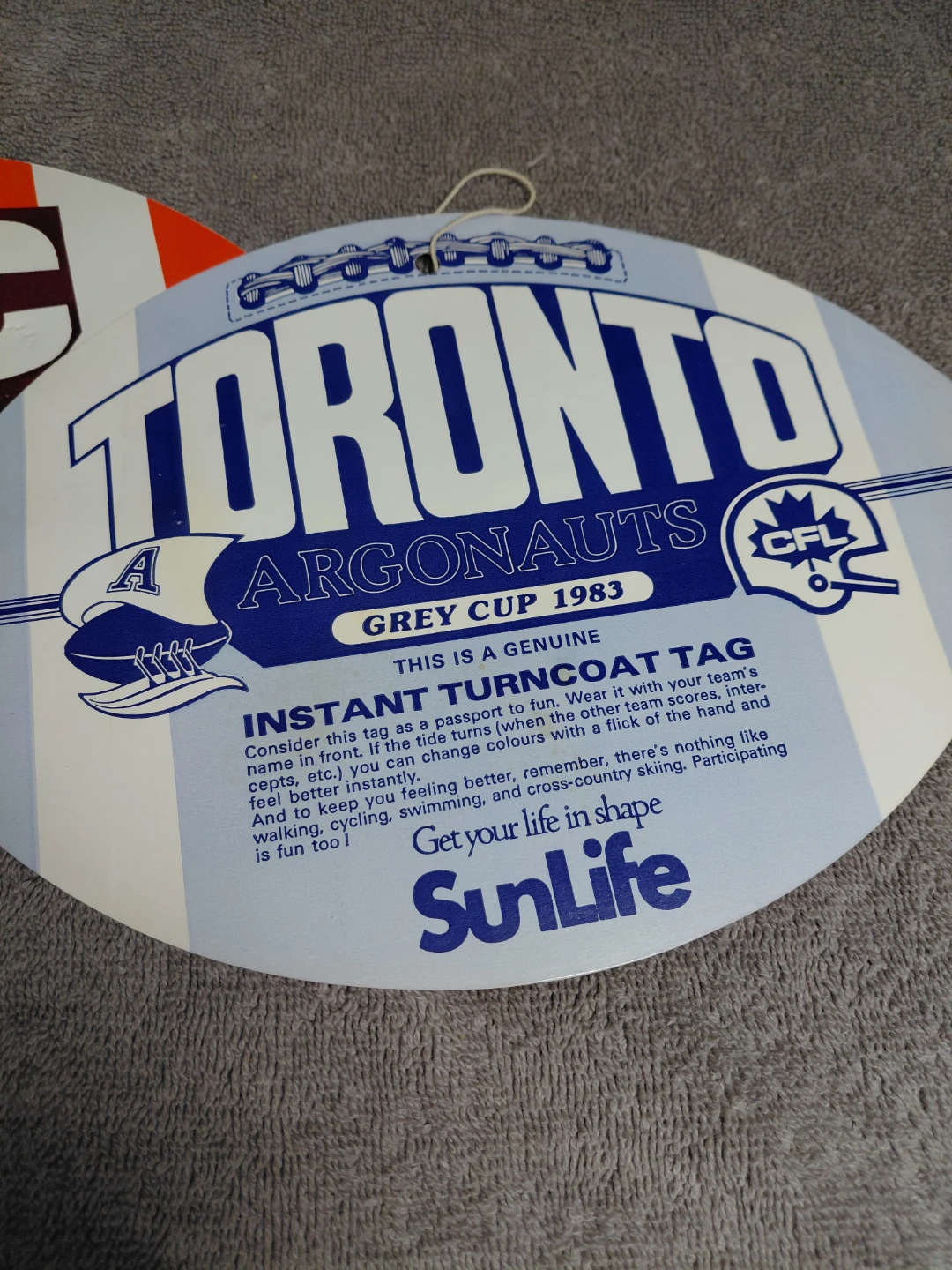 Vintage 1983 CFL SunLife Instant Turncoat Tags - photo 2