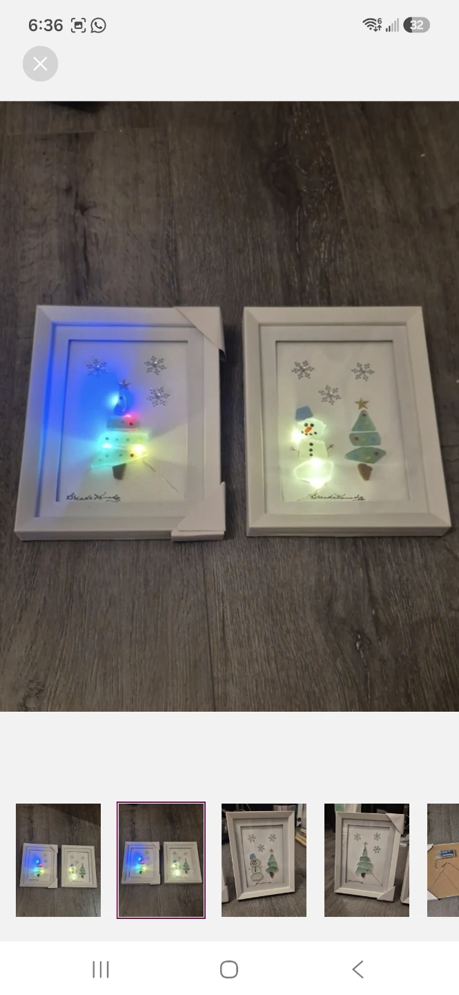 Set of 2 LED Lighted Sea Glass Christmas Frames - photo 2