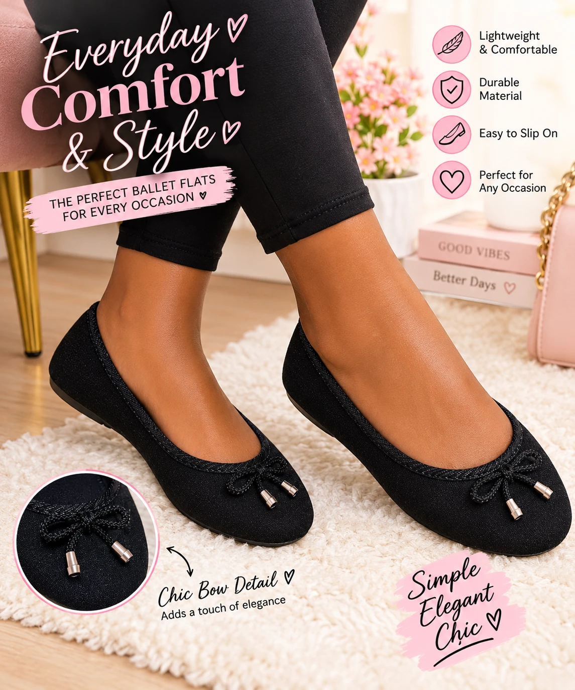 🩰WST Black Ballet Flats Size 6🩰 - photo 4