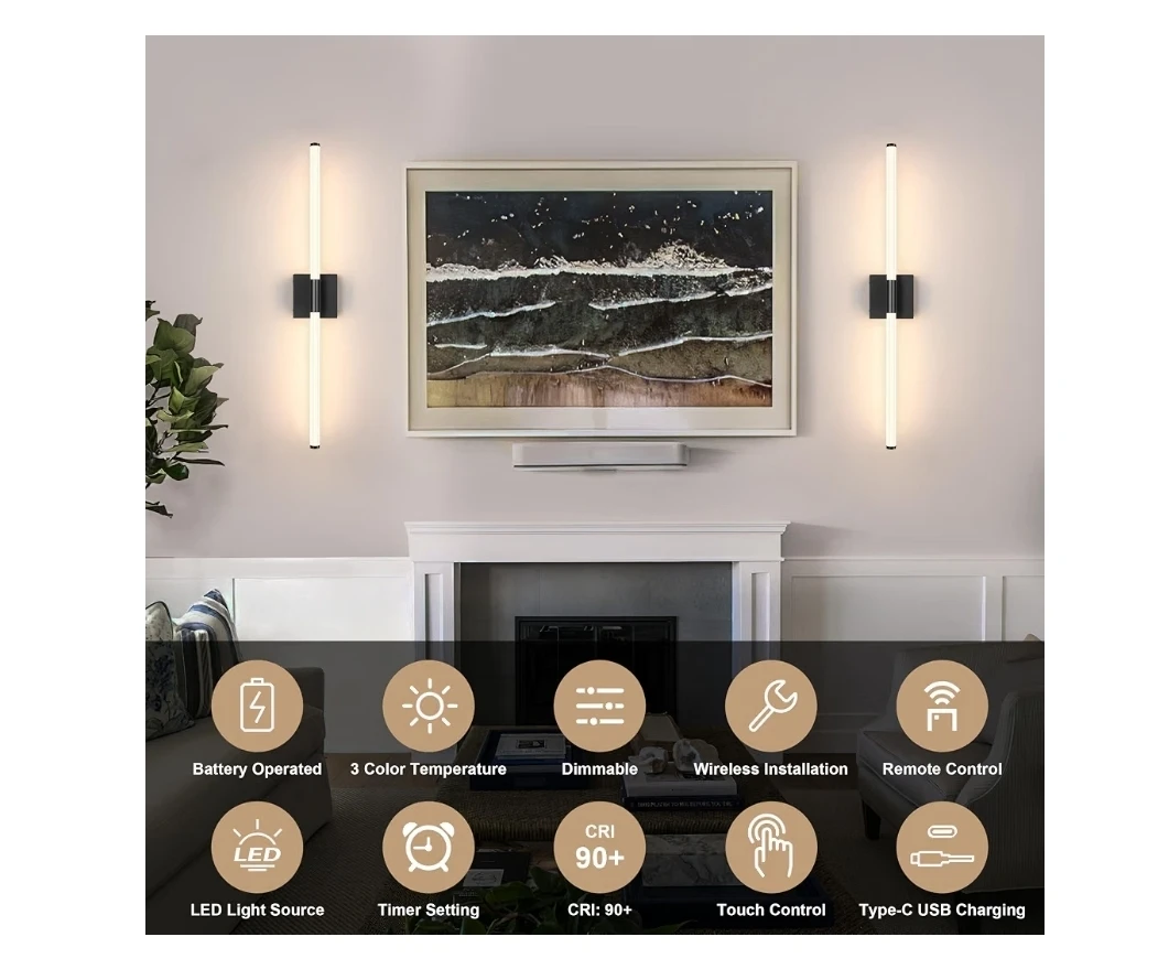 Morauroral Battery Operated Dimmable LED Wall Sconce - photo 4