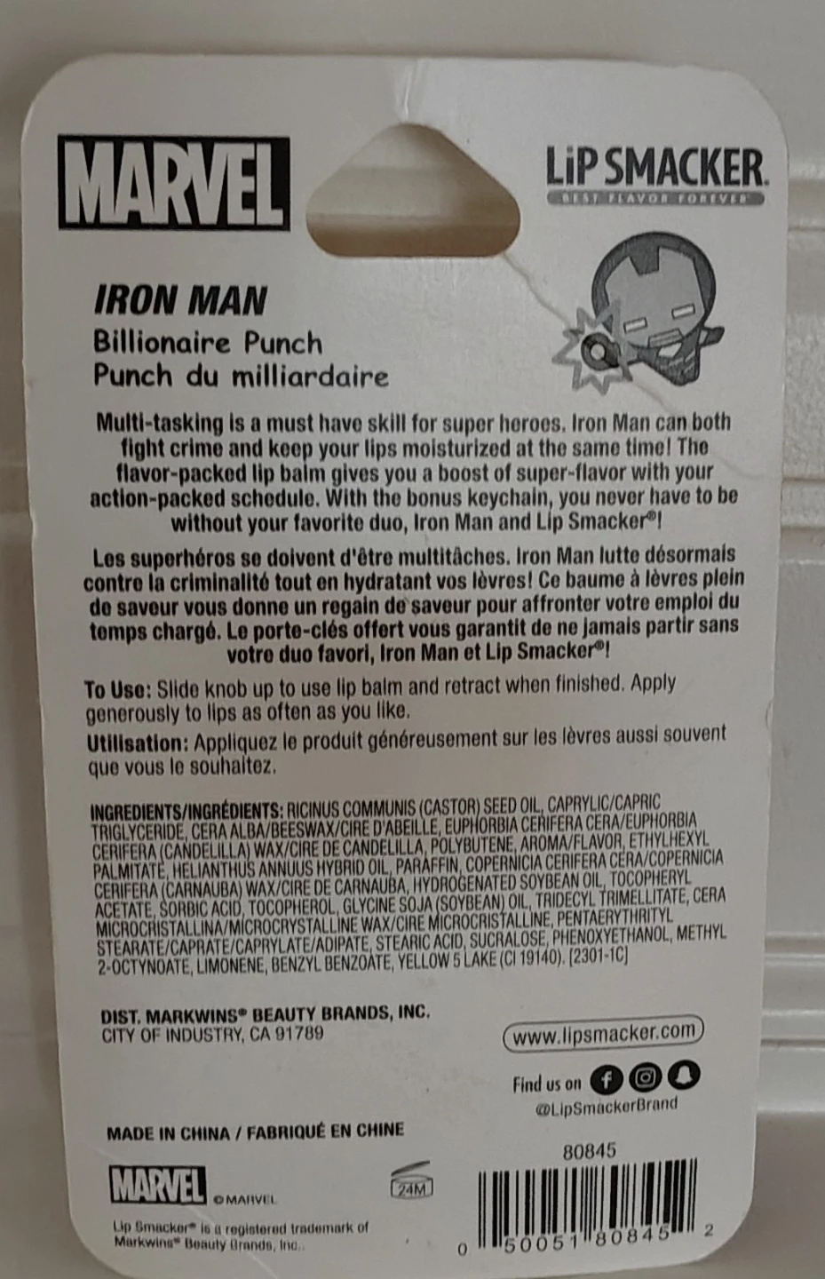 New Marvel Iron Man Lip Smacker Lip Balm Keychain - photo 3