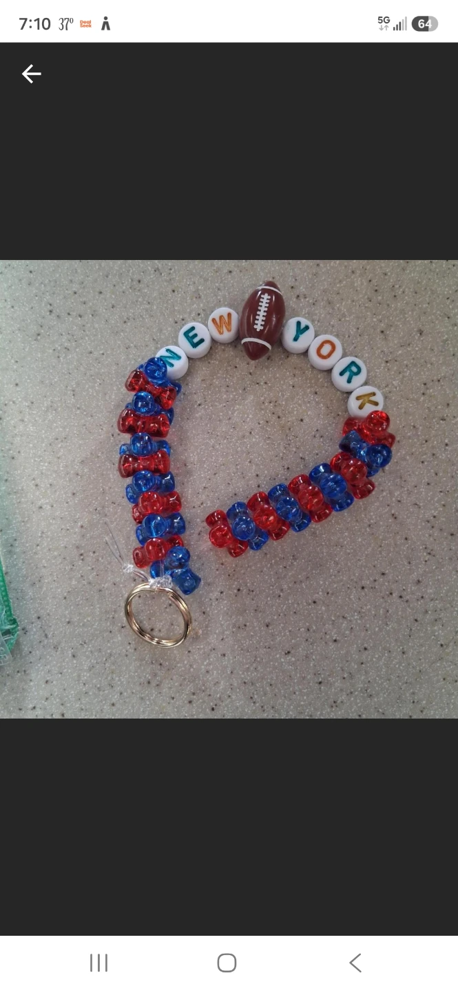New York Football Team Beaded Keychain