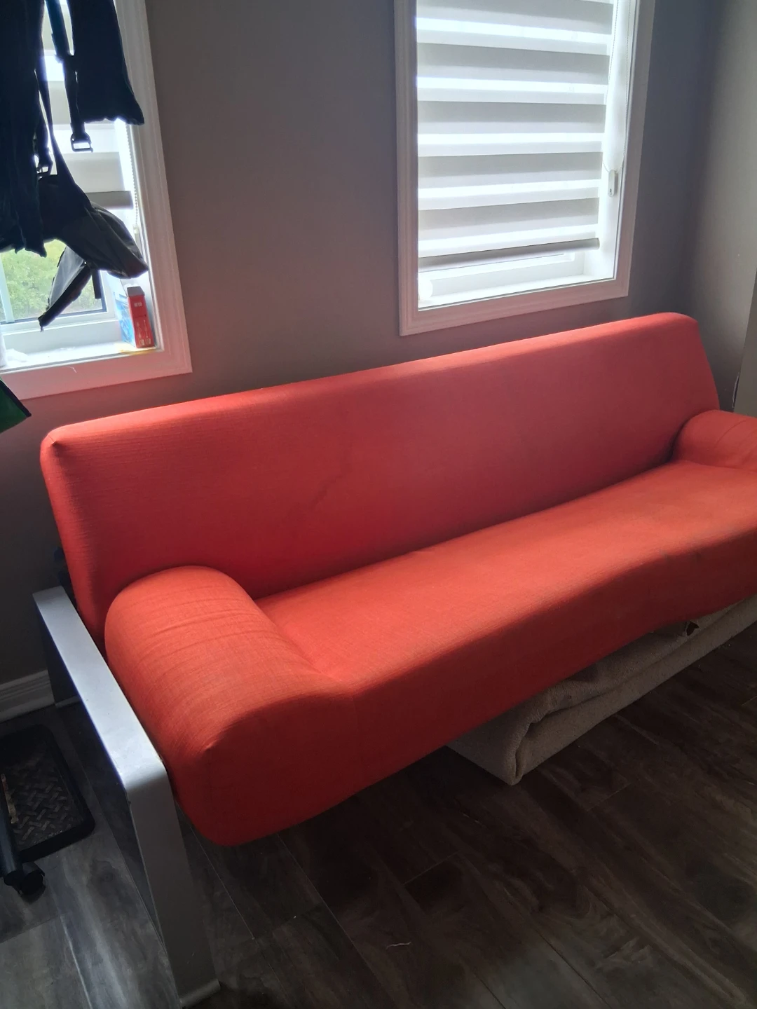 Orange Fabric Futon Sofa Bed