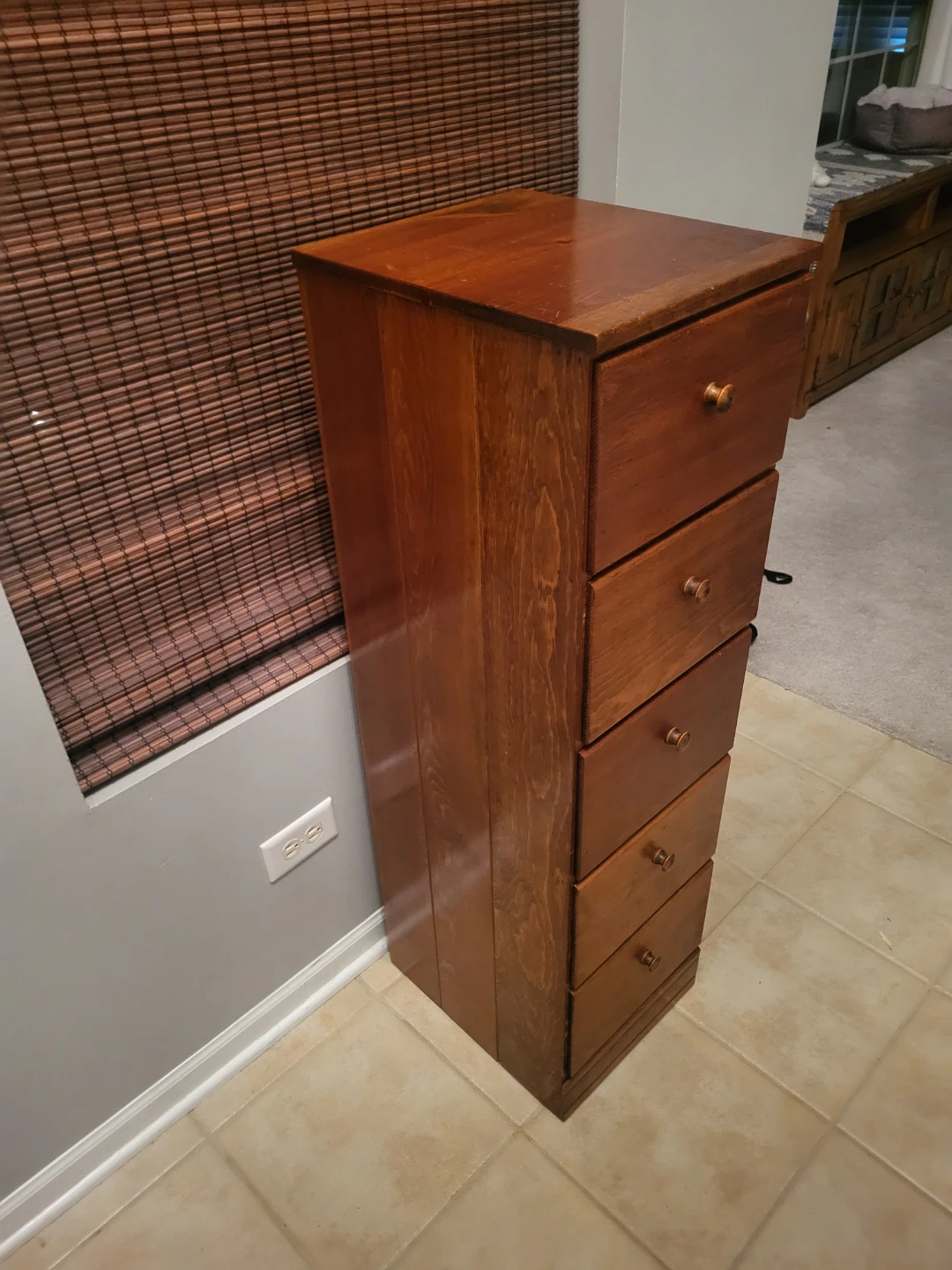 Tall Wooden 5-Drawer Storage Chest - photo 2
