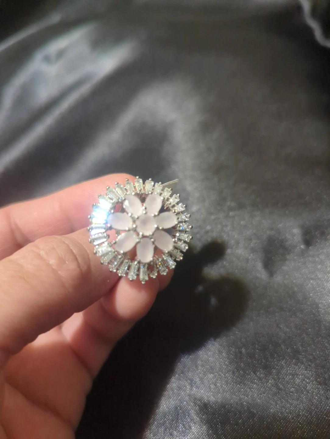 Floral Crystal Statement Ring Size L - photo 3