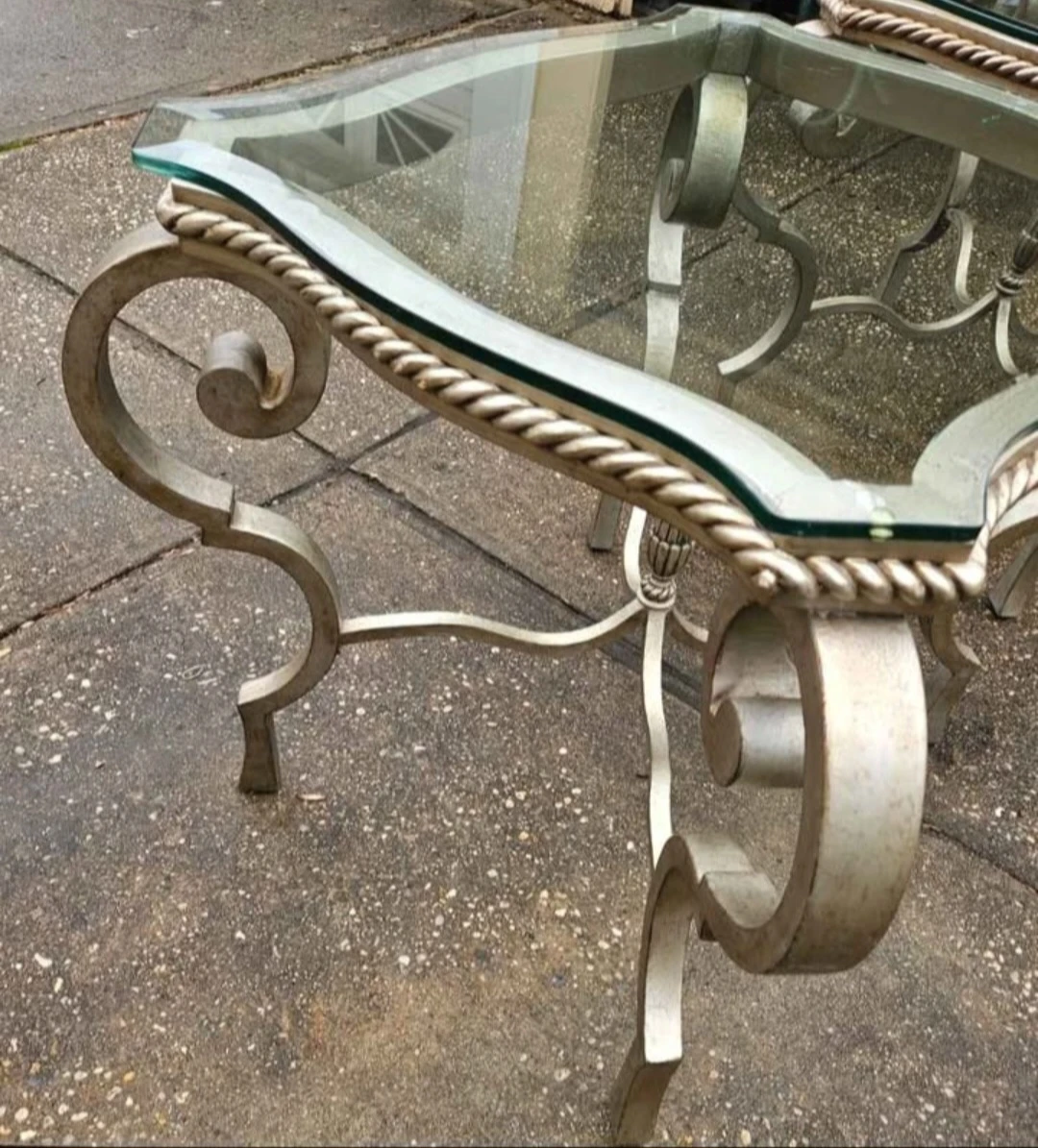 Beautiful iron glasstop coffee table and 2 end tables - photo 3
