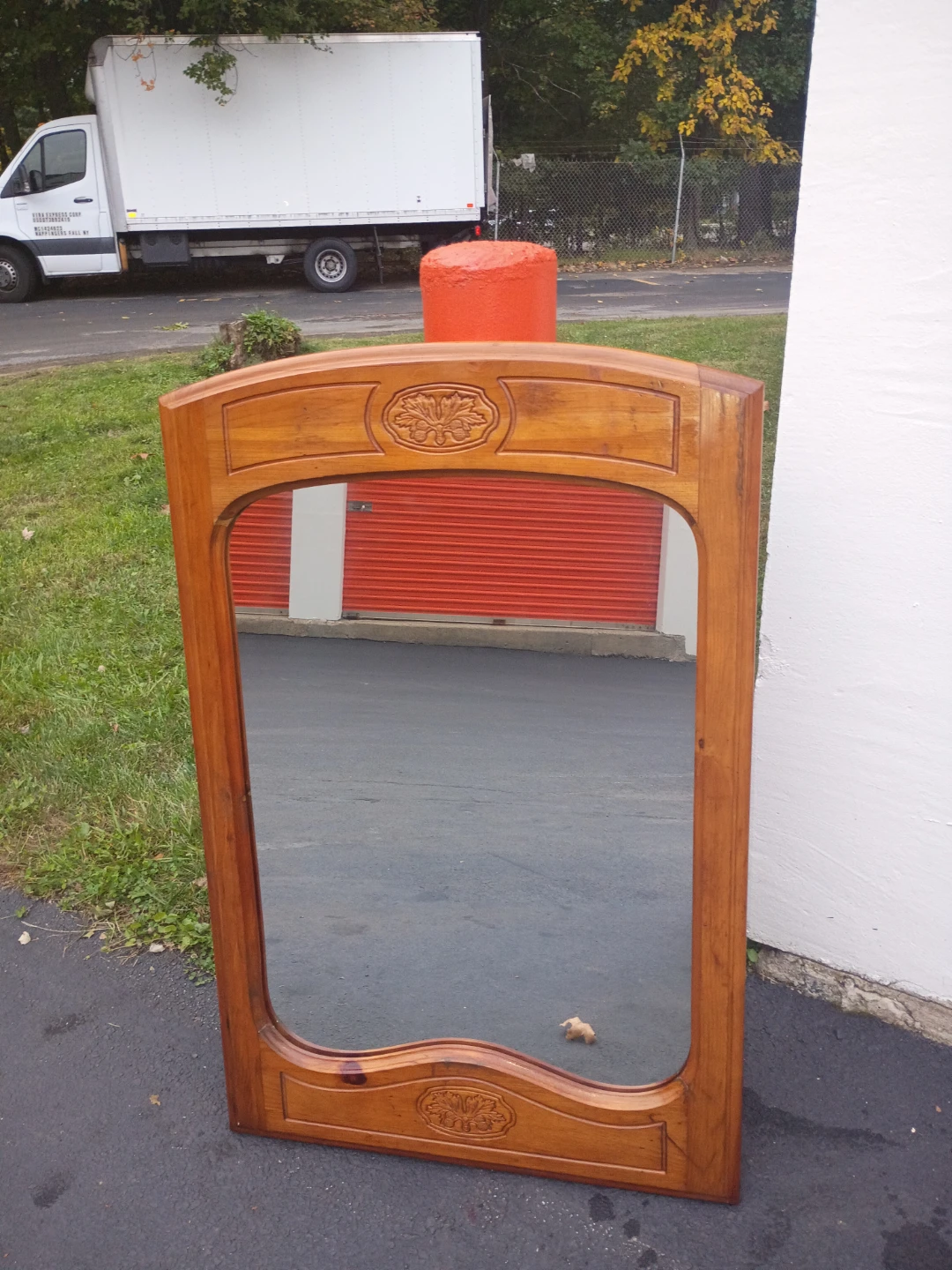Wooden Wall Mirror with Carved Details - photo 3