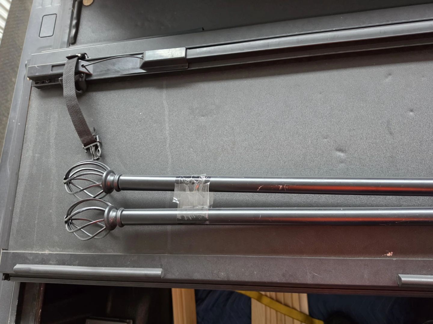 Set of Two Black Curtain Rods with Cage Finials - photo 3