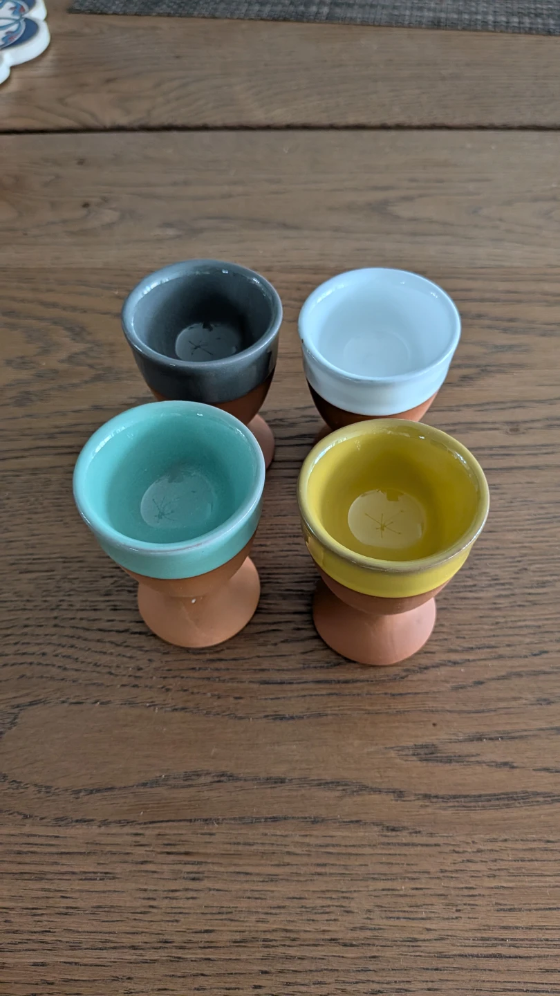 Set of 4 Colourful Terracotta Egg Cups