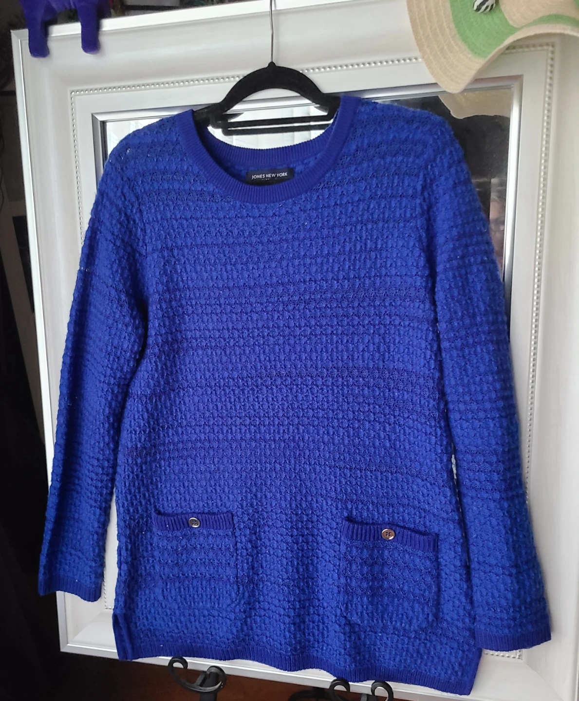 Jones New York Blue Textured Knit Sweater