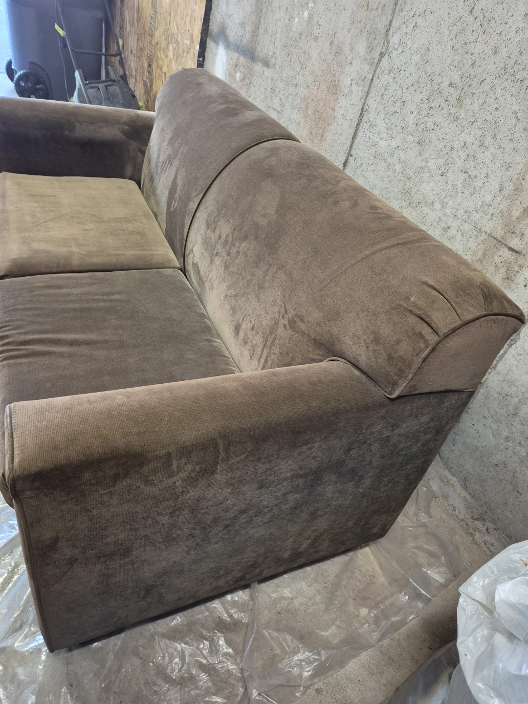 Brown Suede Loveseat convertible Sofa - photo 2