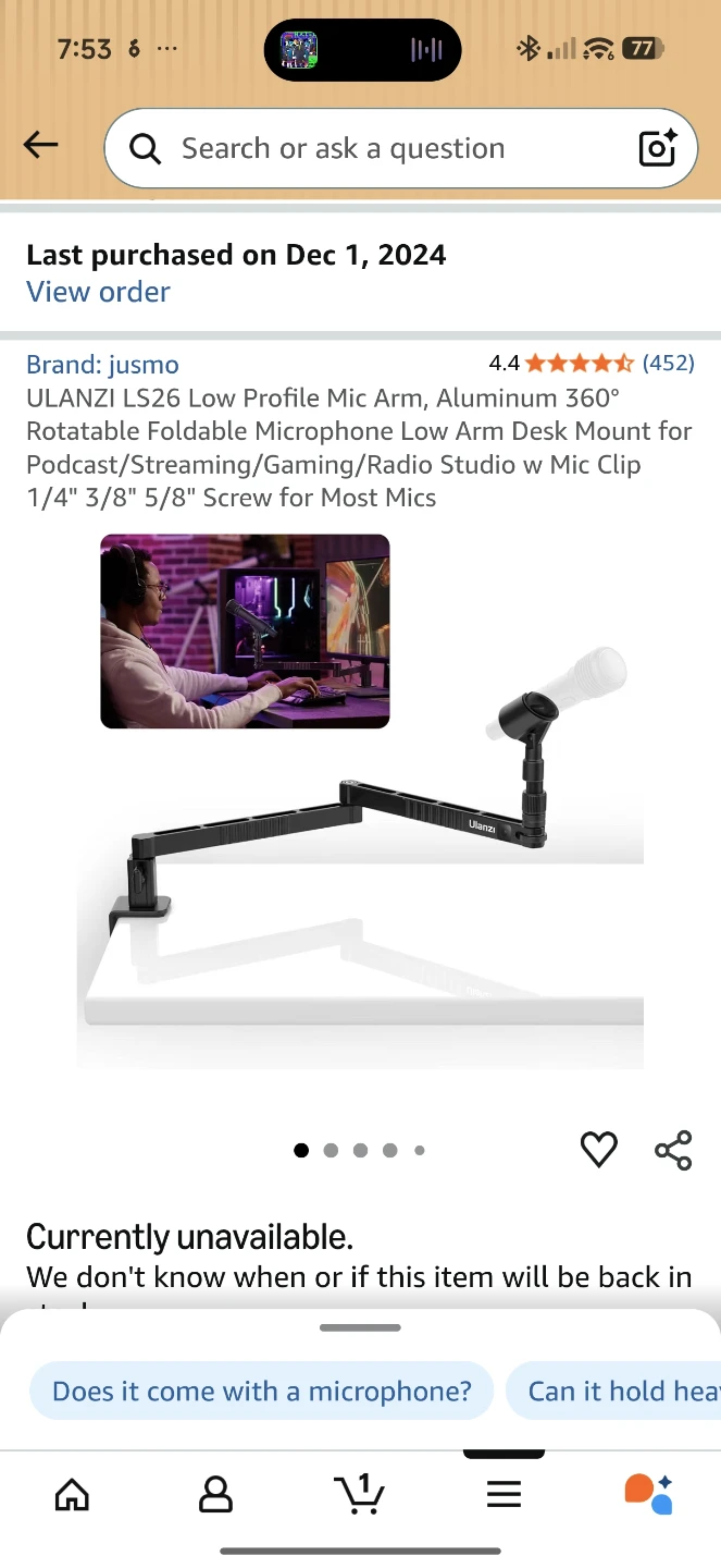 Ulanzi LS26 Low Profile Microphone Arm Boom - photo 2