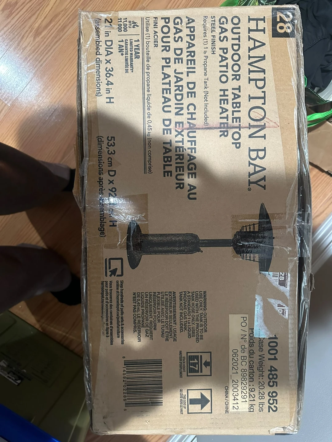 Hampton Bay Outdoor Tabletop Gas Patio Heater