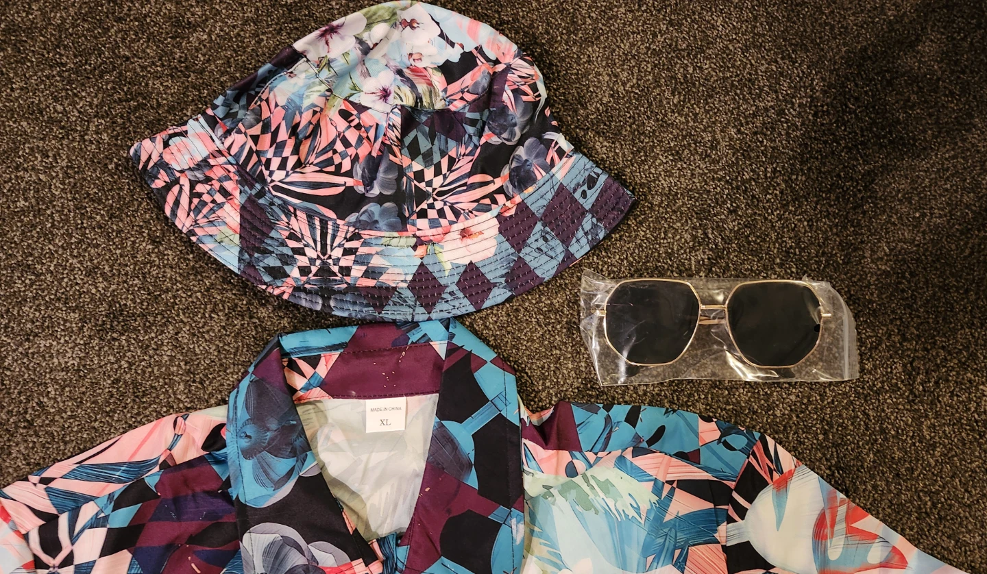 Men's Floral Shirt, Shorts, Hat and Suunglasses Set - photo 2