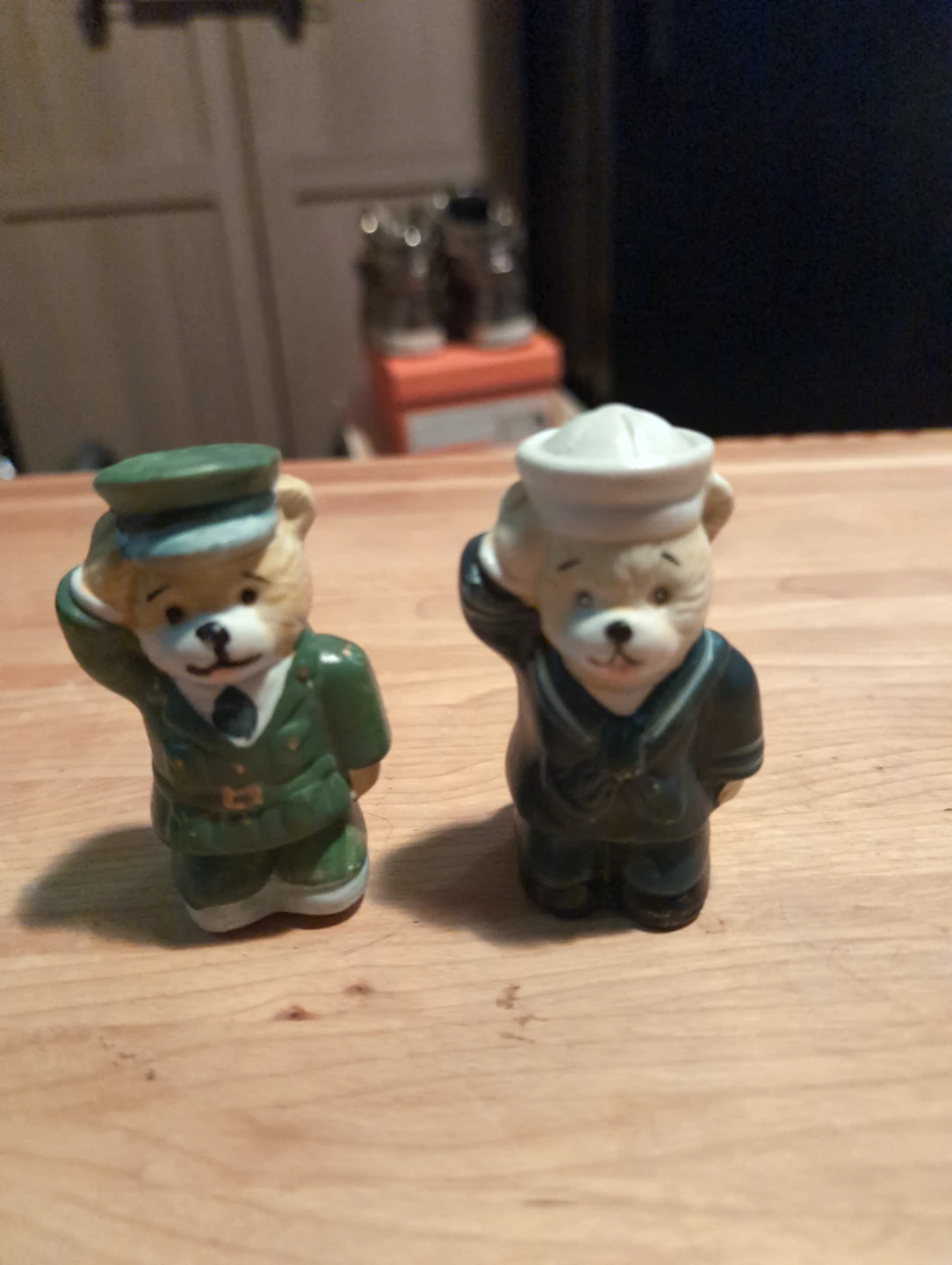 Vintage Military Bear Salt and Pepper Shakers