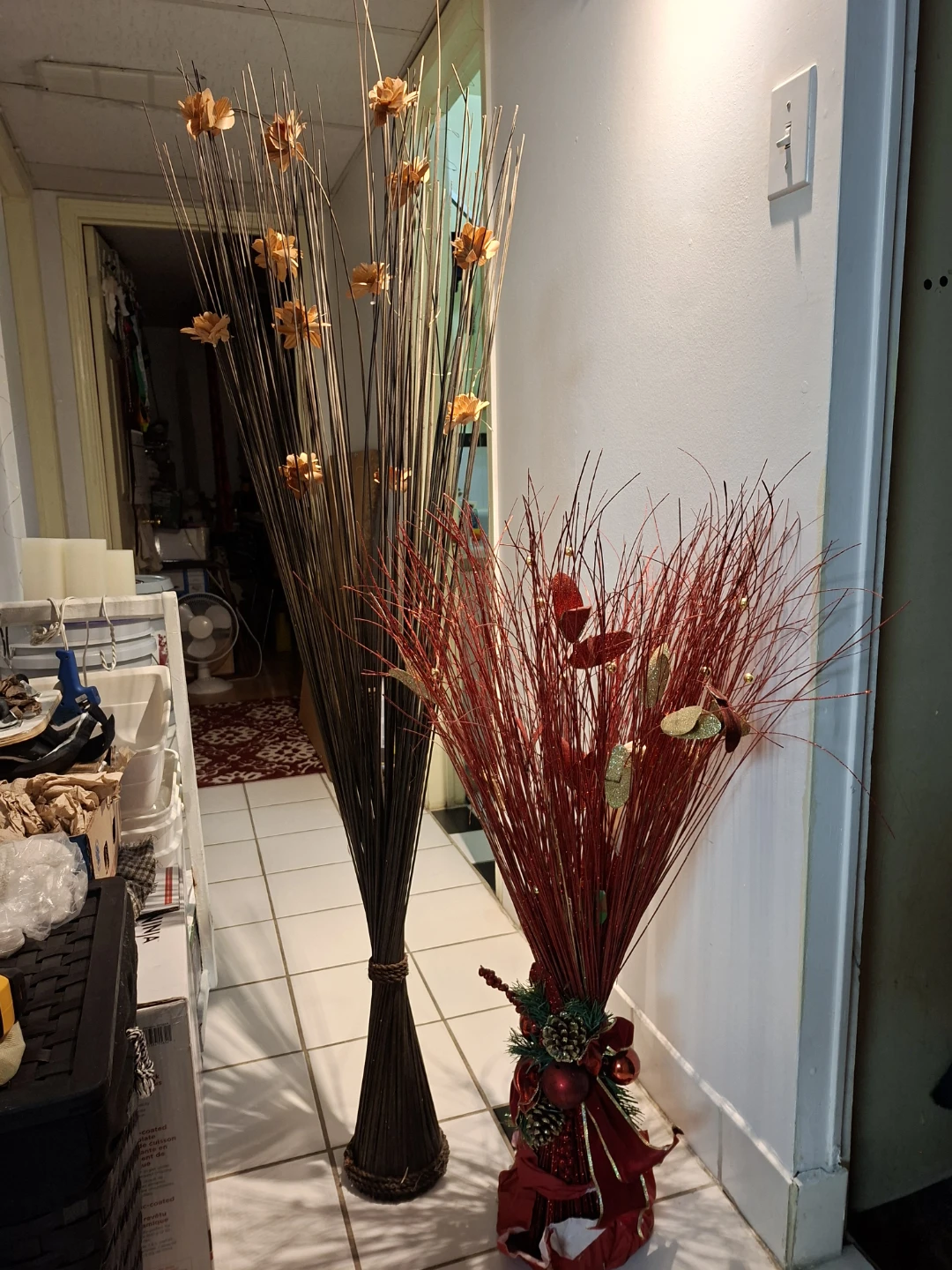 Two Decorative Floral Floor Arrangements