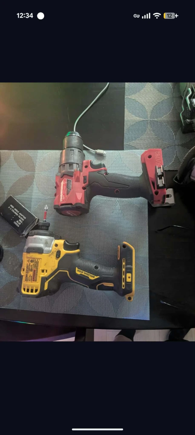 Milwaukee and DeWalt cordless power tools