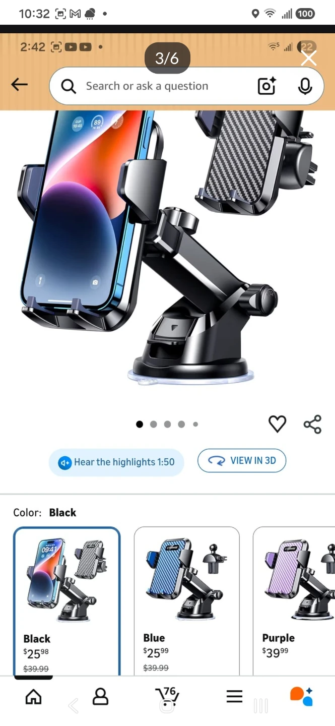Car Phone Mount for Windshield and Dashboard