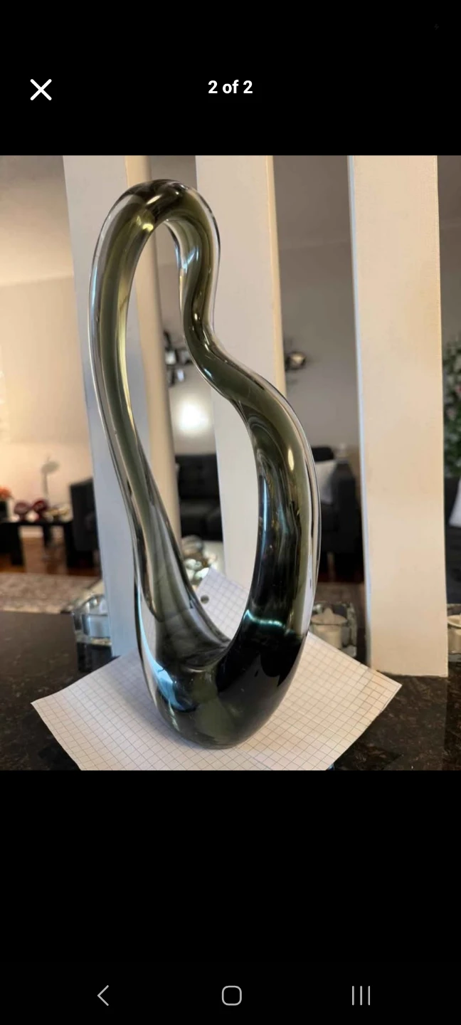 Modern abstract smokey gray glass sculpture - photo 2