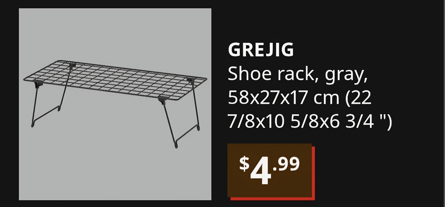 Four IKEA GREJIG Shoe rack
