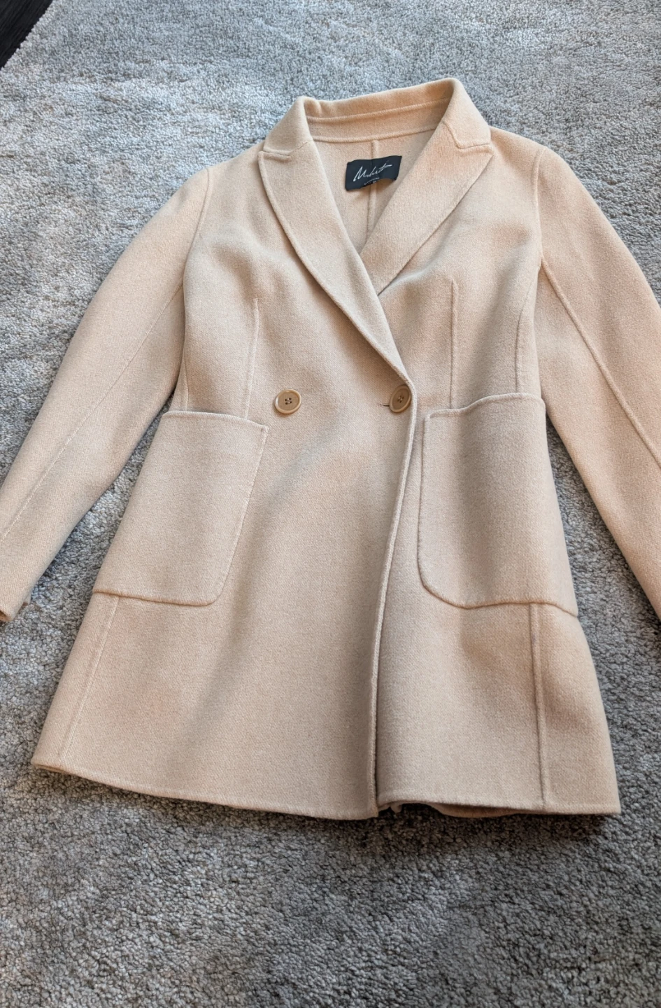 Fitted beige coat (100% Wool) - photo 3