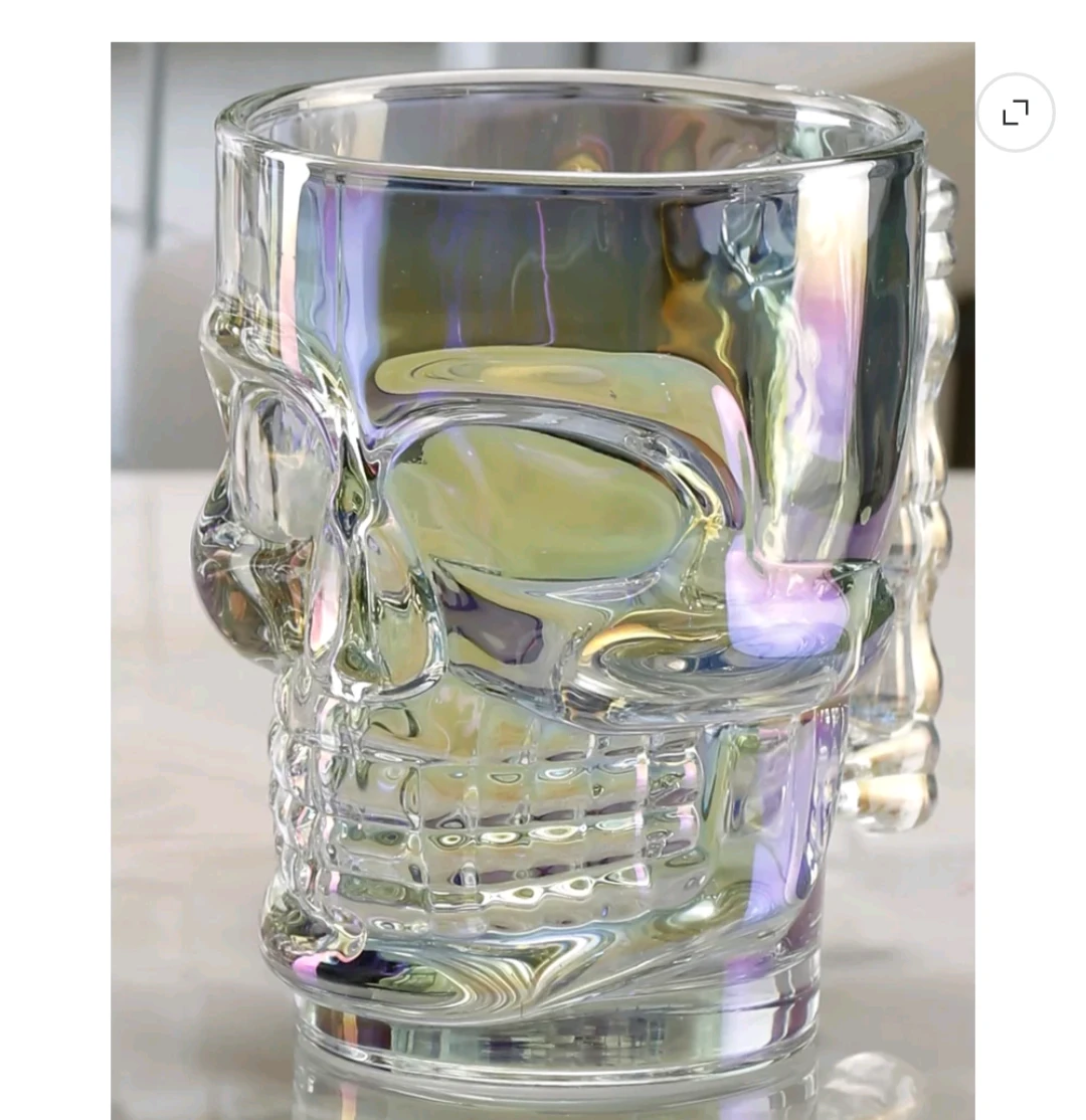 Halloween Mugs Iridescent Skull Glass Mugs 6 count box set - photo 3