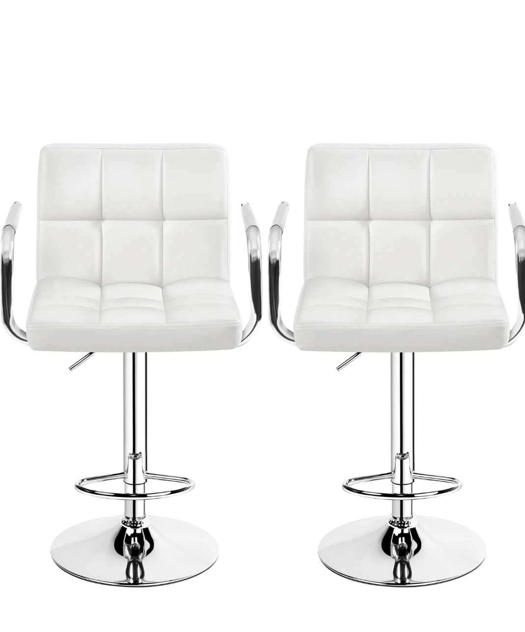 Set of 4 White Adjustable Bar Stools - photo 5