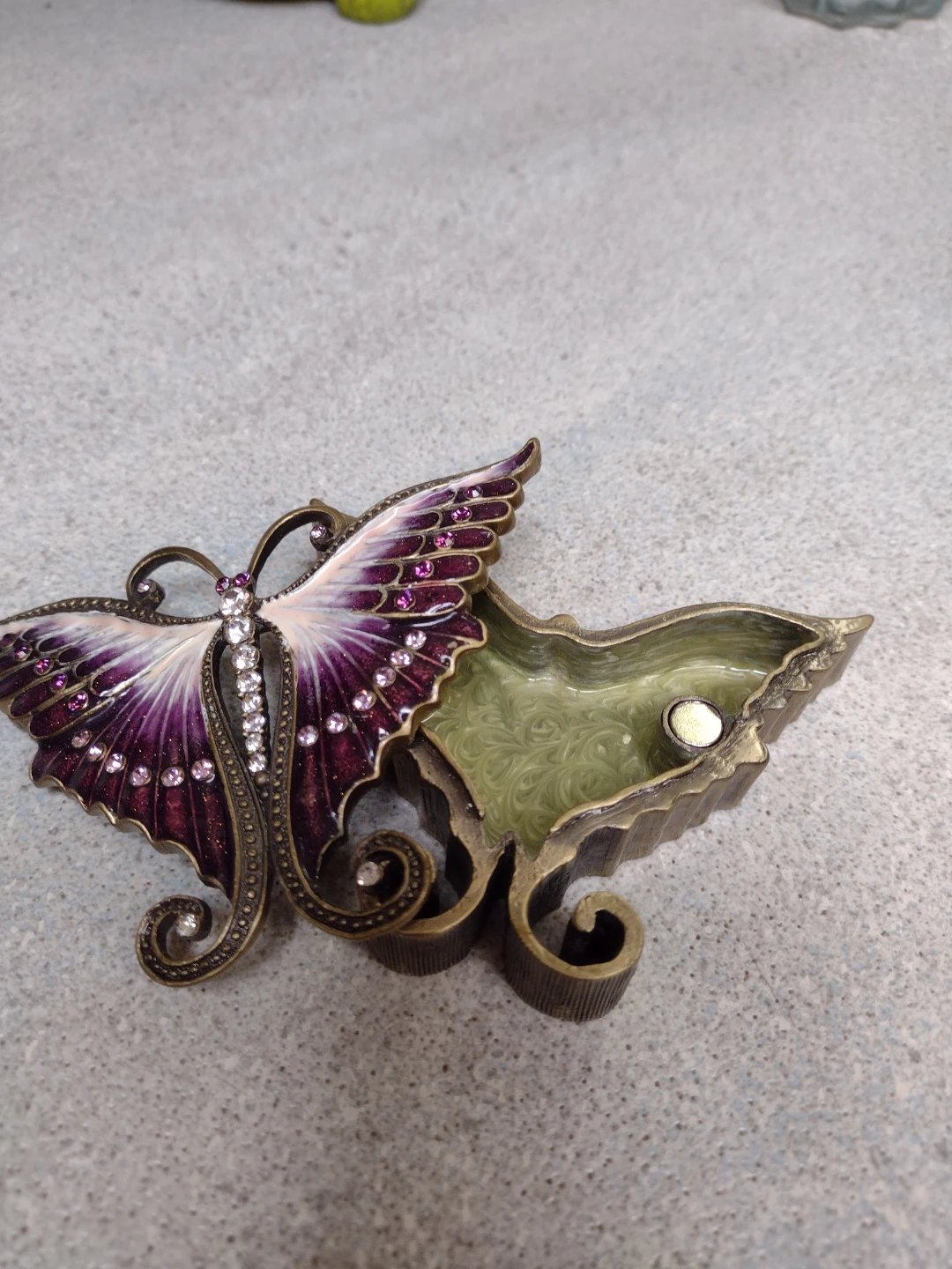 Welforth Jeweled Purple Enamel Butterfly Trinket Box - photo 2
